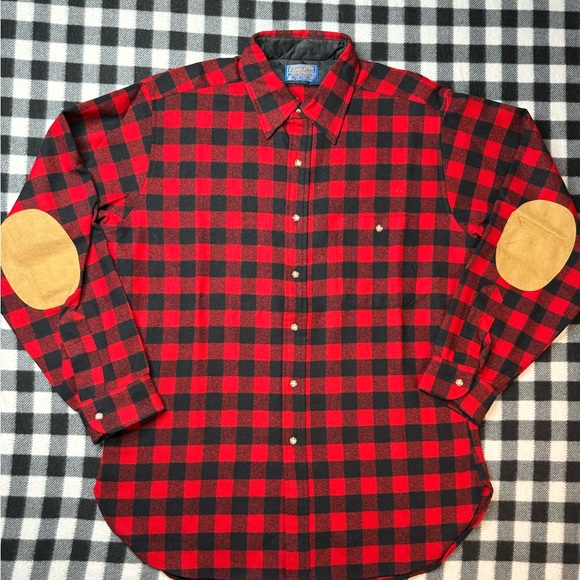 Pendleton plaid button down large 100% virgin wool - Picture 1 of 6